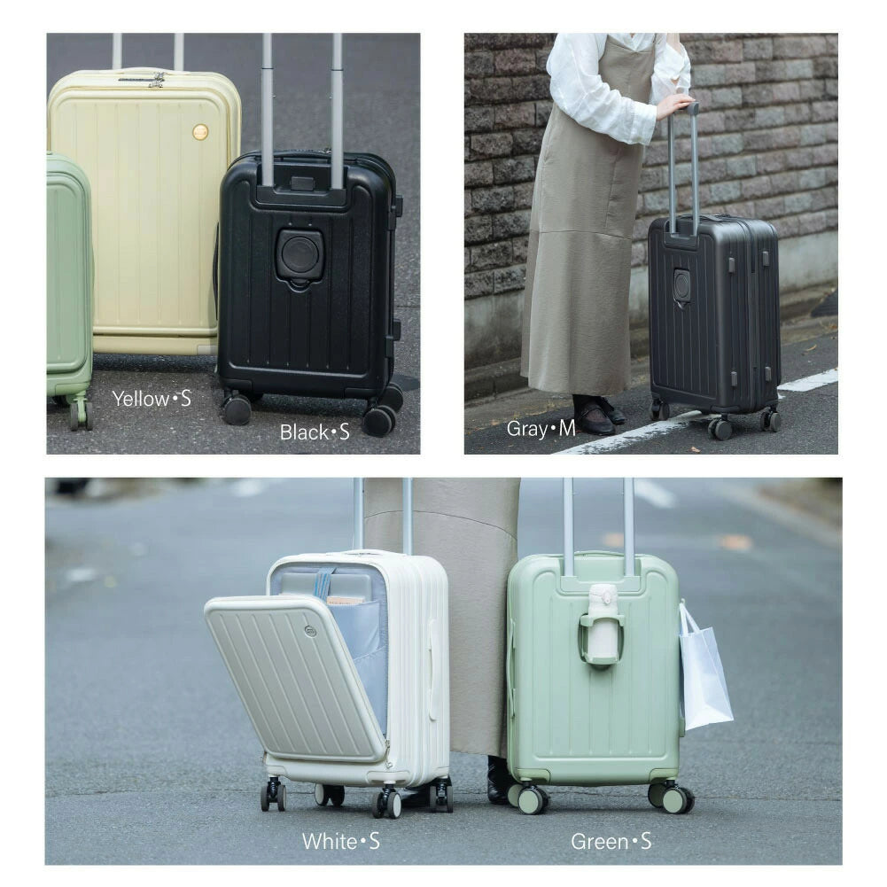 スーツケース キャリーケース 機内持ち込み フロントオープン キャリーバッグ S/Mサイズ 41L/66L 多収納ポケット ストッパー付き 360度回転 静音 TSAローク搭載 軽量 大容量 修学旅行 海外旅行 出張 sc375-20 sc375-24