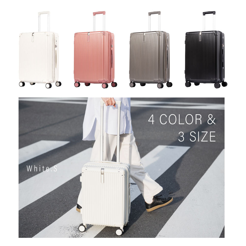 スーツケース キャリーケース Mサイズ 60L キャリーバッグ 4カラー選ぶ 4-7日用 泊まる 軽量設計 360度回転 大容量 ファスナー式 ビジネス 修学旅行 海外旅行 国内旅行 小型 出張 sc116-24