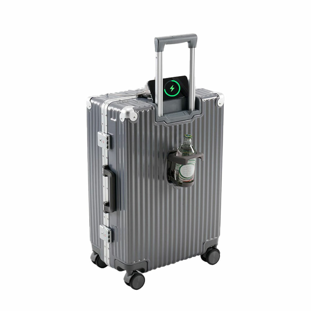 スーツケース フレームタイプ USBポート付き キャリーケース Mサイズ 60L 7カラー選ぶ 4-7日用 泊まる カップホルダー付き 軽量 大容量 多収納ポケット トランク 旅行 国内旅行 sc173-24